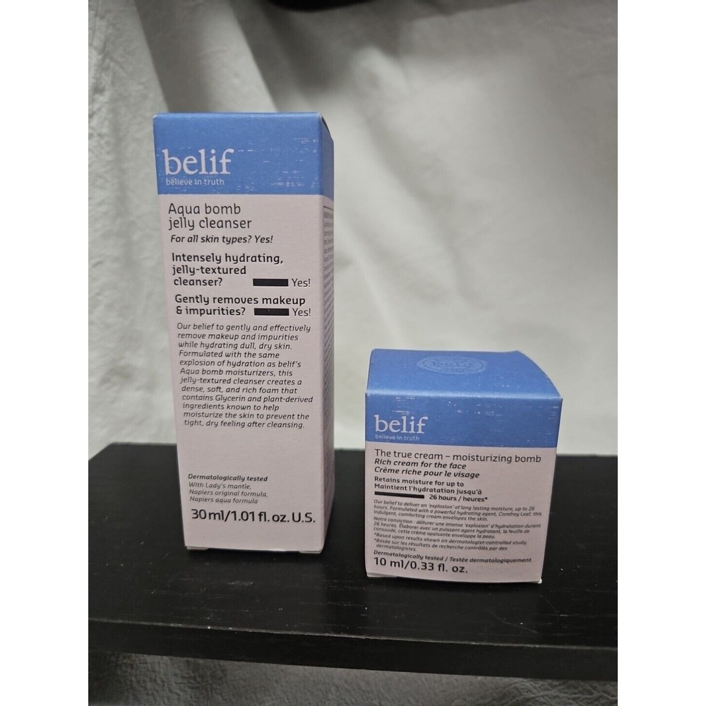 Belif Aqua Bomb Jelly Cleanser 1.01oz And Moisturizing Bomb .33fl‎ Oz